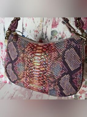NWT Brahmin Shayna Dewberry Ametrine Snakeskin Purple Pink Iridescent FIRM$